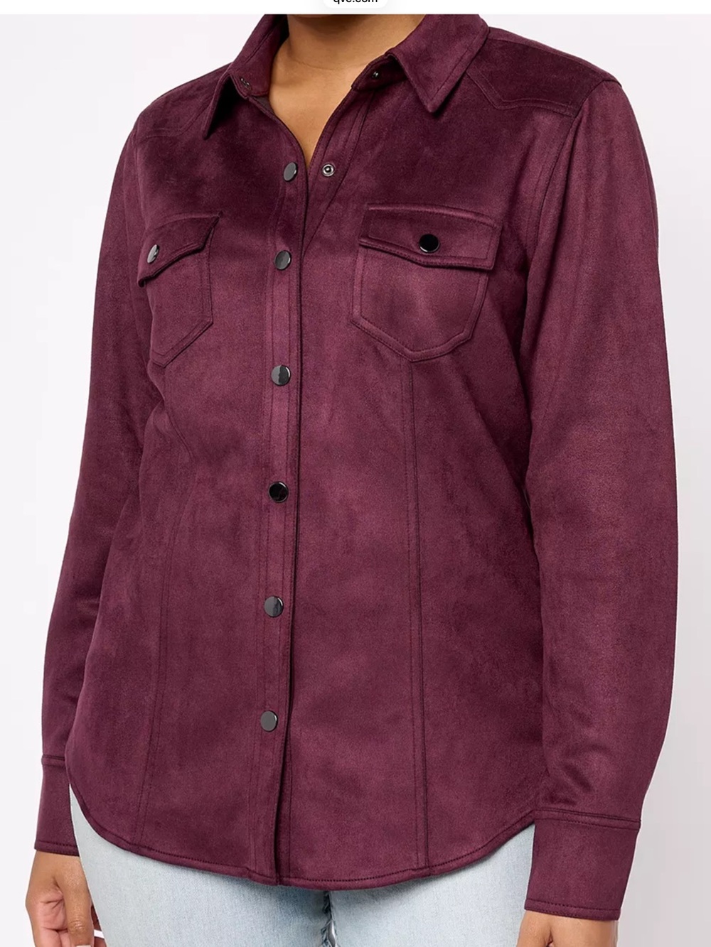 Kim Gravel faux Suede Shirt Jacket in burnt henna  - Women's Button-Up